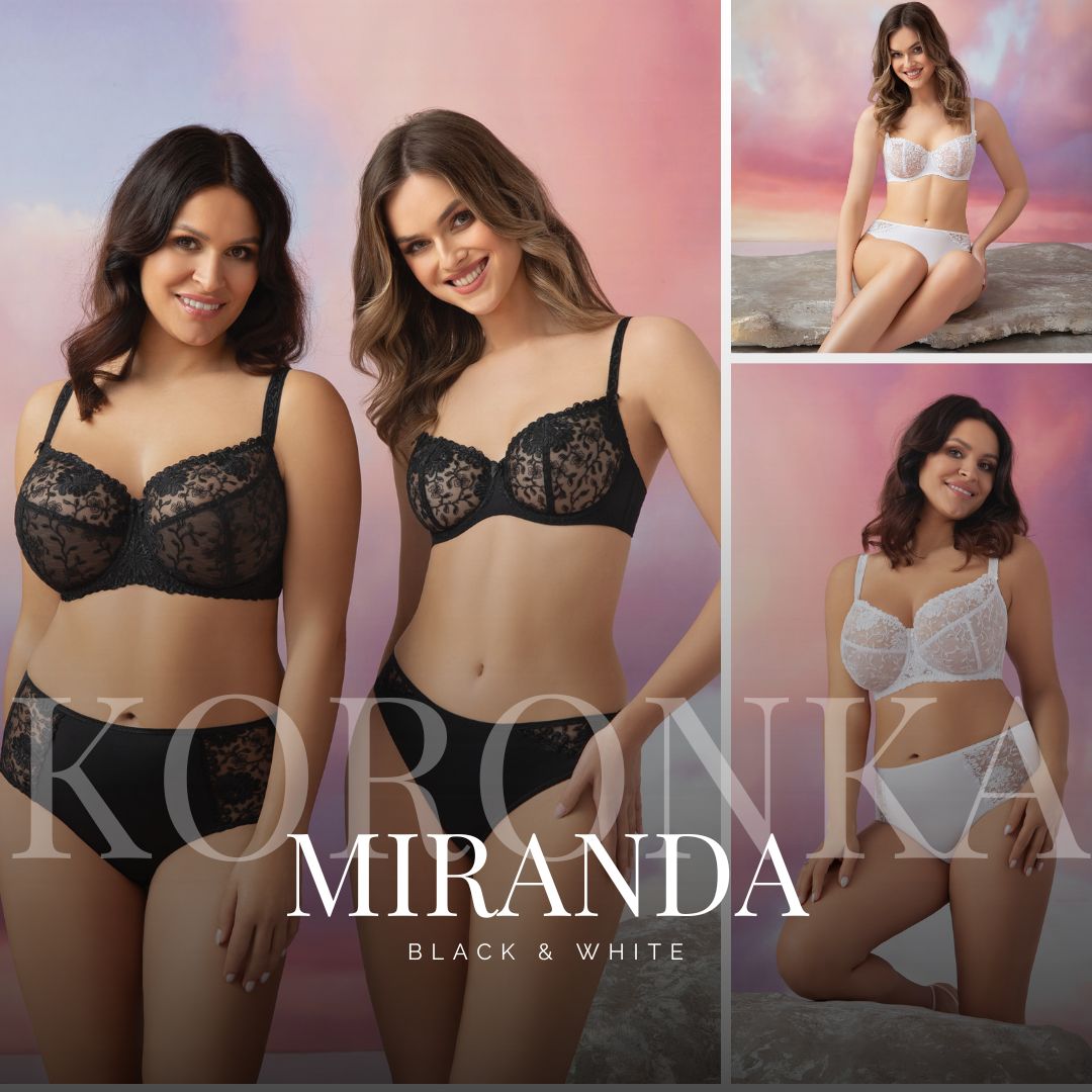 Miranda – delikatność, która podkreśla kobiecość. Miranda to połączenie subtelnej elegancji i perfekcyjnego dopasowania. Wykonany z lekkiej, transparentnej koronki z finezyjnym haftem, pięknie modeluje biust i nadaje mu naturalny, zaokrąglony kształt.